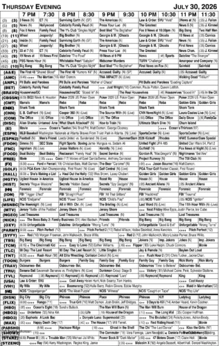 Thursday evening TV